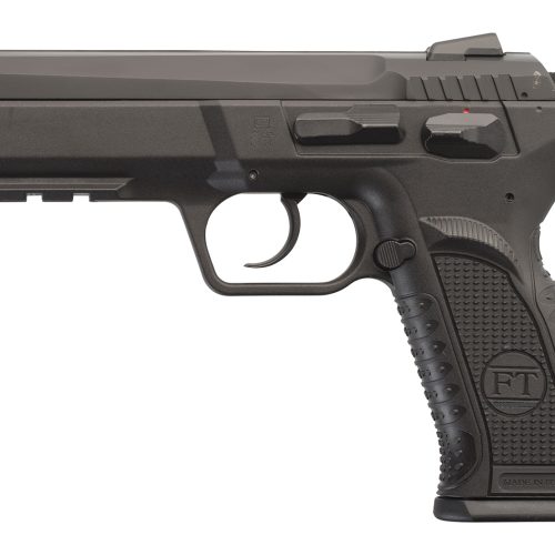 Tanfoglio IFG TFFORCEP9 Defiant Force Plus 9mm Luger Caliber with 4.40" Barrel, 16+1 Capacity, Overall Black Finish, Picatinny Rail/Beavertail Frame, Serrated Steel Slide & Polymer Grip