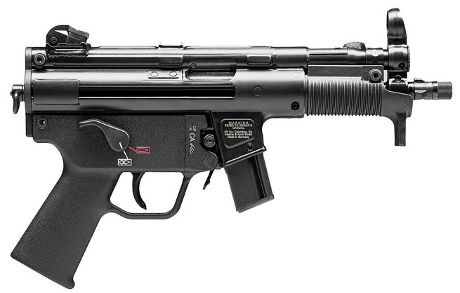HK 81000482 SP5K PDW 9mm Luger Caliber with 5.83" Barrel, 10+1 Capacity, Black Metal Finish, No Stock (Sling Mount), Black Polymer Grip Right Hand