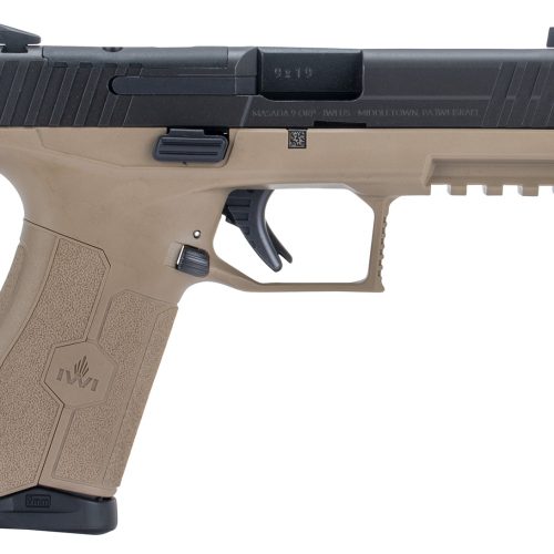 IWI US M9ORP10FD MASADA  9mm Luger 10+1 4.10" Black Button Rifled Steel Barrel/Black Optic Ready/Serrated Slide/Flat Dark Earth Polymer Frame w/Picatinny Rail/FDE Polymer Grips Ambidextrous
