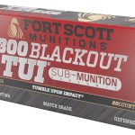 Fort Scott Munitions 300190SCVSS Tumble Upon Impact (TUI) Rifle 300Blackout 190gr Solid Copper Spun 20 Per Box/25 Case