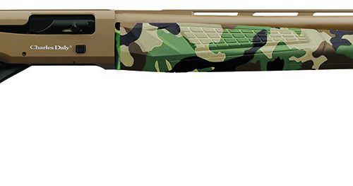 Charles Daly 930328 601  12 Gauge 4+1 3" 28" Vent Rib Barrel, Flat Dark Earth Finish Aluminum Receiver, Woodland Camo Synthetic Stock, Includes 3 Choke Tubes