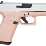 Glock UX4350204RGFCSS G43  Sub-Compact Frame 9mm Luger 10+1 3.41" Black GMB Barrel, Crushed Silver Serrated Steel Slide, Rose Gold Polymer Frame w/Beavertail, Textured Polymer Grip, Ambidextrous