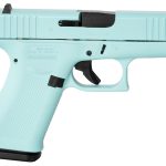 Glock UX4350204REB G43X  Sub-Compact Frame 9mm Luger 10+1 3.41" Black GMB Barrel, Robins Egg Blue Cerakote Serrated Steel Slide, Robin Egg Blue Cerakote Polymer Frame w/Beavertail, Ambidextrous