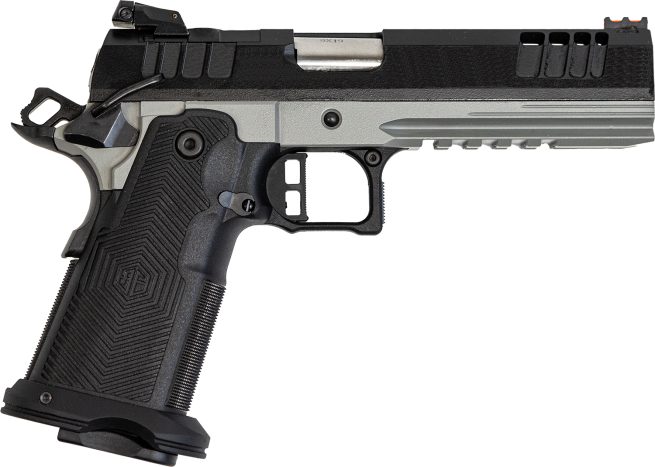 Great Lakes Firearms GL1911DS9FSSSRK 1911 DS Synergy 9mm Luger 20+1 5" Optic Cut/Serrated Cerakote Black Molded Grip Bull Shark Frame
