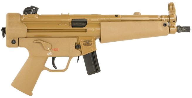 HK 81001079 SP5 RAL8000 9mmx19 10+1 8.86" Black Navy-Style Threaded Barrel, Flat Dark Earth Receiver, FDE Polymer Grip, 2 Magazines