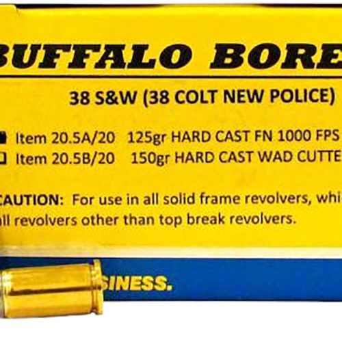 Buffalo Bore Ammunition 205A20 Personal Defense Strictly Business 38S&W 125gr Hard Cast Flat Nose 20 Per Box/12 Case