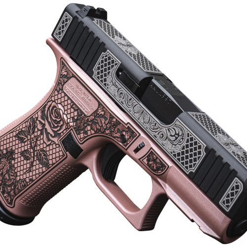 Glock UX4350204FRNGLRG G43X  Sub-Compact Frame 9mm 10+1 3.41" Black GMB Barrel Black w/White Scroll Cerakote, Serrated Steel Slide Rose Gold Lace w/Rose Cerakote Polymer Frame & Grip