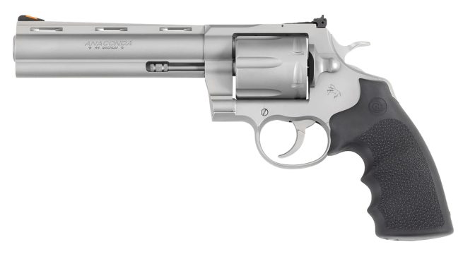 Colt Mfg ANACONDASM6RTS Anaconda  44 Mag 6rd Shot 6" Matte Stainless Vent Rib Barrel, Cylinder & Frame, Black Grip