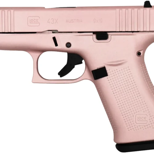 Glock PX4350204RGPCT G43X  Sub-Compact Frame 9mm Luger 10+1 3.41" Black GMB Barrel, Pearl White Cerakote Serrated Steel Slide, Rose Gold Polymer Frame w/Beavertail, Textured Polymer Grip, Ambidextrous