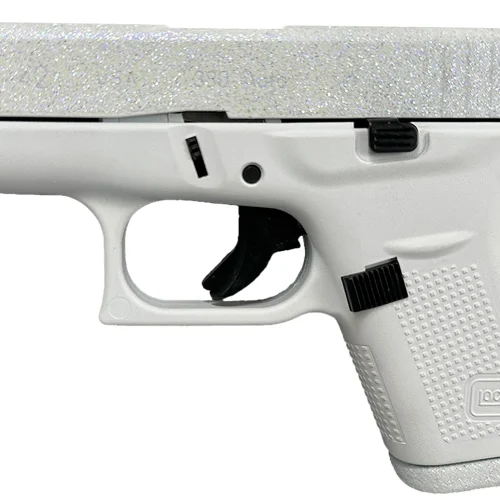 Glock UI4250204NFRST G42 Gen3 Sports South Exclusive 380 ACP 6+1 3.25" Black Steel Barrel, Frost Glitter Cerakote Serrated Steel Slide, Frost Cerakote Polymer Frame, Textured Polymer Grip, USA Made