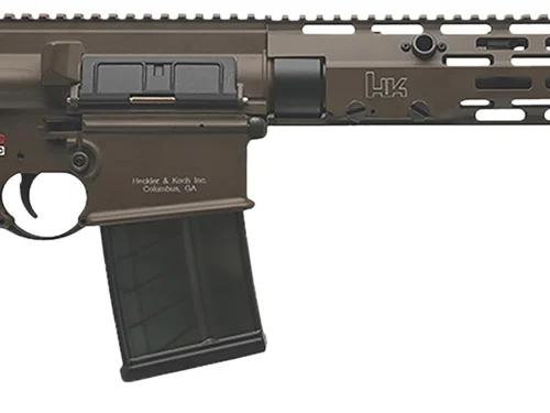 HK 81001206 MR762 A4 7.62x51mm 10+1 16.50" Black Threaded Barrel, Patriot Brown Picatinny Rail Receiver, M-LOK Handguard, 6 Position Black Synthetic Stock, Black Finger Grooved Grip, Ambidextrous