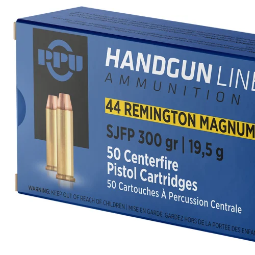 PPU PPH44MF Handgun  44RemMag 300gr Semi Jacketed Flat Point 50 Per Box/10 Case