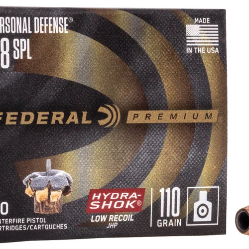 Federal PD38HS3H Premium Personal Defense Low Recoil 38Special 110gr Hydra-Shok Jacketed Hollow Point 20 Per Box/10 Case