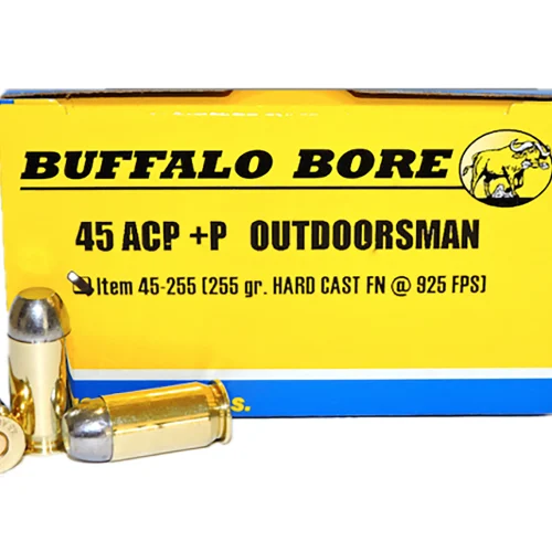 Buffalo Bore Ammunition 4525520 Outdoorsman Strictly Business 45ACP +P 255gr Hard Cast Flat Nose 20 Per Box/12 Case