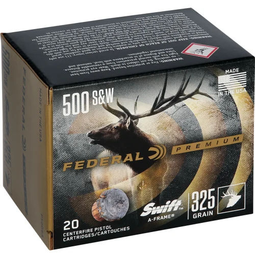 Federal P500SA Premium  500S&W Mag 325gr Swift A Frame 20 Per Box/10 Case