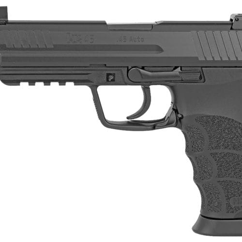 HK 81001118 HK45 V7 LEM .45 ACP DAO 10+1 4.46" Black Threaded Barrel, Black Cerakote Serrated Steel Slide, Black Polymer Frame w/Picatinny Rail, Ambidextrous