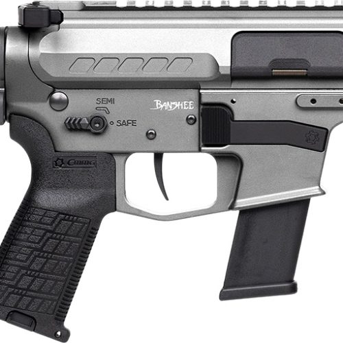CMMG 45A150FTNG Banshee FE MkG 45 ACP 13+1 5" Black Nitride Threaded Barrel, M-LOK Handguard, Titanium Cerakote Aluminum Receiver w/Picatinny Rail, Black Polymer CMMG RipBrace, CMMG Zeroed Grip