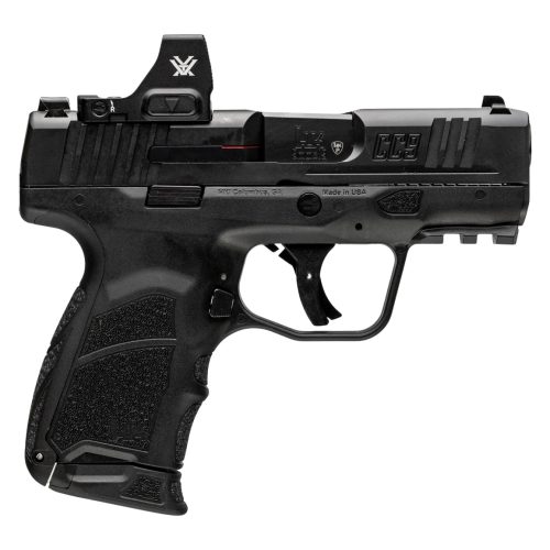 HK 81001354 CC9 w/Optic Micro Compact 9mm Luger 12+1 3.32" Black Barrel, Black Steel Serrated w/Optic Slide, Black Polymer Frame w/Picatinny Rail, Interchangeable Backstrap Grip, Vortex CCW