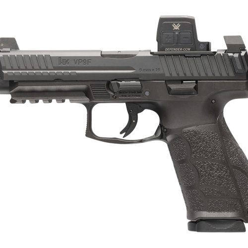 HK 81001351 VP9A1 F w/Optic 9mm Luger 15+1 4.53" Black Barrel & Steel Serrated w/Optic Slide, Black Polymer Frame w/Picatinny Rail, Textured Grip, Vortex CCW