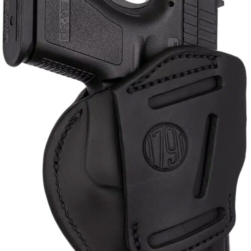 1791 Gunleather 4WH5SBLL 4-Way IWB/OWB 05 Stealth Black Leather Belt Clip Fits S&W M&P/Springfield XD/Glock 17/HK VP9 Left Hand