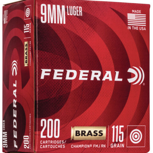 Federal WM51992 Champion Training 9mmLuger 115gr Full Metal Jacket 200 Per Box/5 Case