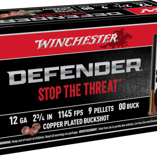 Winchester Ammo SB1200PD Defender  12Gauge 2.75" 9Pellets Copper Plated 00Buck Shot 10 Per Box/10 Case