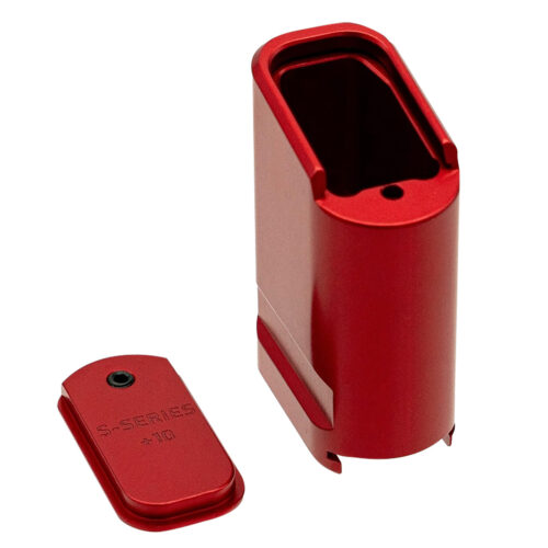 Shield Arms SAS15ME10RED Magazine Extension  Extended 10rd Compatible w/ Shield Arms S15 Magazine Red Anodized Aluminum