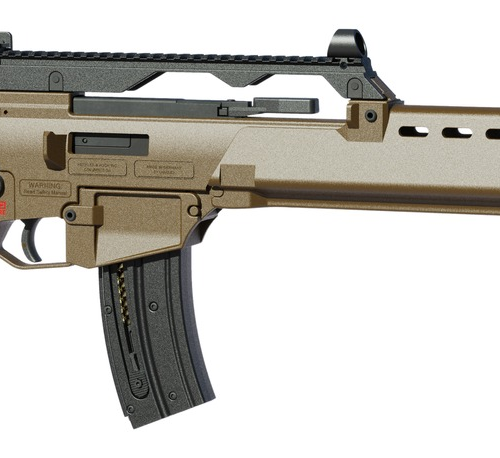 HK 81001321 G36 22 LR 20+1 18.13" Black Barrel w/Flash Suppressor, Flat Dark Earth Receiver w/Picatinny Rail, Flat Dark Earth Folding Synthetic Stock, Polymer Grip
