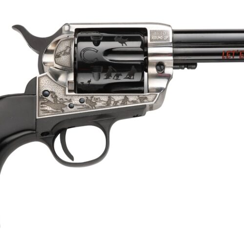 Pietta PFI357PR434BP 1873 Great Western II Pendleton Round?Up 357 Mag 6 Shot 4.75" Blued Engraved Barrel & Cylinder, Ultra Black Engraved Grip, Exposed Hammer