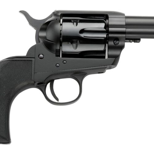Pietta PFI38ALLOYAS312CB 38 Super 6 Shot 3.50" Matte Black Steel Frame & Barrel, Black Checkered Grip