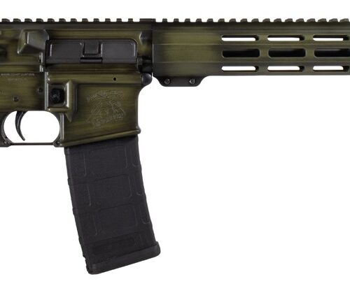 Shark Coast Tactical 300-044-1000-14 Distressed 5.56 NATO 30+1 16" Black Melonite Threaded Barrel, Green Distressed Cerakote Aluminum Receiver w/Picatinny Rail, M-LOK Handguard, Magpul MOE SL Black Po