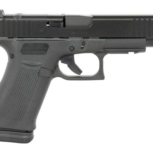Glock PA4850203FRMOS G48 MOS Slim Compact 9mm Luger 15+1 4.17" Black GMB Barrel, Black nDLC Optic Ready/Serrated Steel Slide, Black Polymer Frame w/Beavertail & Front Rail, Black Textured Polymer Grip