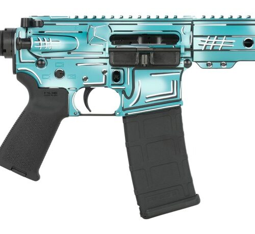 Shark Coast Tactical SCC06230ABLUE-P Anime-15 Blue 5.56 NATO 30+1 10.50" Black Nitride Threaded Barrel, Aluminum Receiver w/Picatinny Rail, M-LOK Handguard, Polymer SB Tactical SBA3 Brace, Polymer Gri