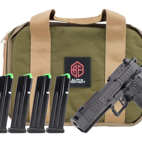 Alpha Foxtrot AA39X1QIG-XDBK20-PROM AF1911 Romulus Promo Compact Frame 9mm Luger 20+1 3.50" Black DLC Threaded Compensated Barrel, Black DLC Stainless Steel Optic Ready/Serrated Slide & Frame w/Beaver