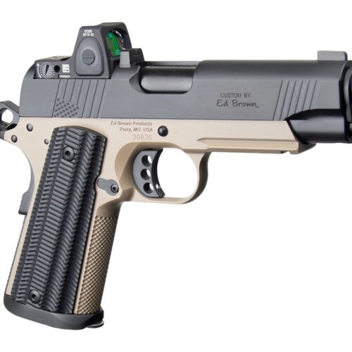 Ed Brown  Special Forces Commander SOCOM w/Optic 45 ACP 7+1 4.25" Black Nitride Barrel, Black Gen4 Stainless Steel Serrated w/Optic Slide, Flat Dark Earth Gen4 Stainless Steel Frame w/Accessory Rail,