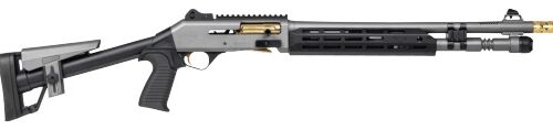 Panzer Arms PAM4CSGGTMFSS M4 Speed Pro 12 Gauge Semi-Auto 3" 5+1 18.50" Gray Ported Barrel, Gray w/Gold Titanium Accents Aluminum Receiver w/Picatinny Rail, M-LOK Handguard, Skeleton Stock, Black Poly