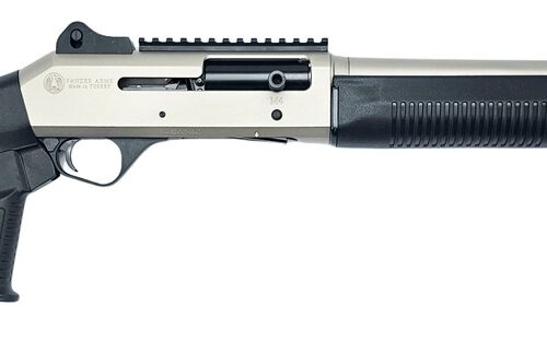 Panzer Arms PAM4MTSSS M4 12 Gauge Semi-Auto 3" 5+1 18.50" Nickel Barrel, Nickel Aluminum Receiver w/Picatinny Rail, Black Fixed Synthetic Stock, Black Polymer Grip