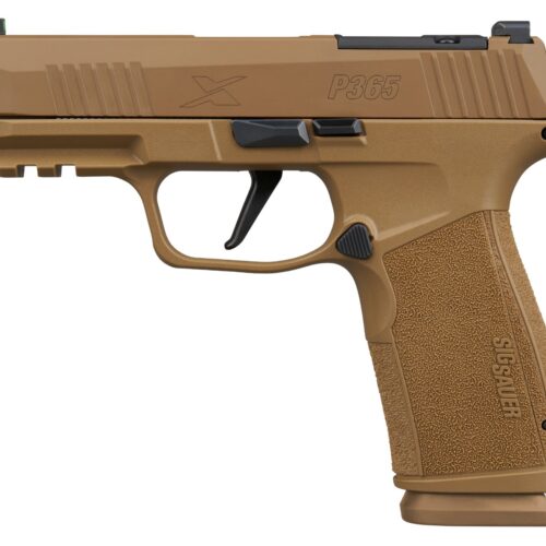 Sig Sauer 365XCA9CXR3 P365 XMacro 9mm Luger 17+1 3.70" Black DLC Barrel, Coyote Cerakote Stainless Steel Optic Ready/Serrated Slide & Frame w/Picatinny Rail, Interchangeable Backstrap Grip