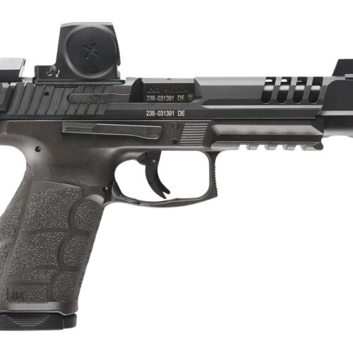 HK 81001374 VP9 A1 L w/Optic Full Size 9mm Luger 10+1 5" Black Steel Barrel & Long/Lightening Cut w/Vortex Defender ST Slide, Black Polymer Frame w/Picatinny Rail, Interchangeable Backstrap Grip, Ambi