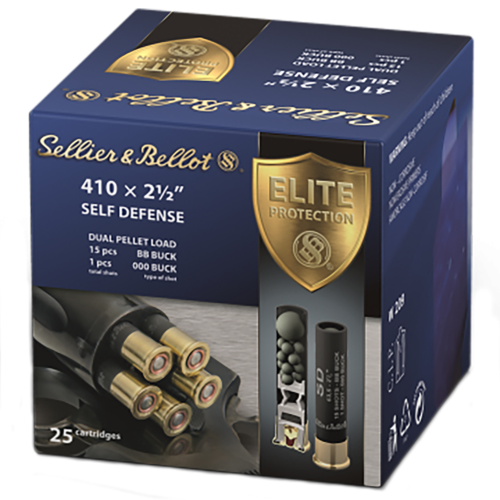 Sellier & Bellot SB410SDA Self Defense  410Gauge 2.50" 15 Pellets 1/2oz 000Buck Shot 25 Box/20 Case