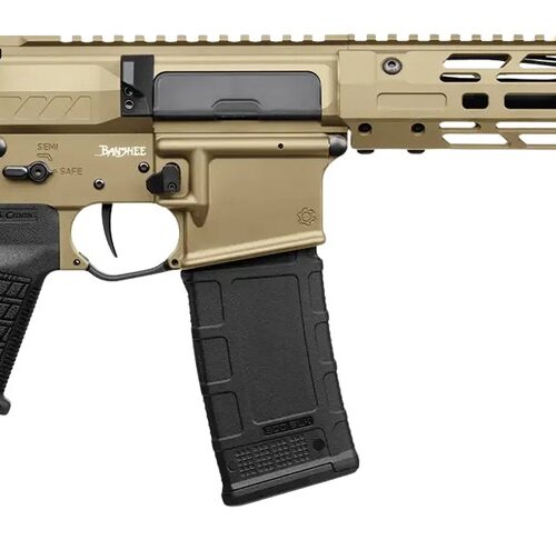 CMMG 30A0ED0-CT Zeroed Banshee Mk4 300 Blackout 30+1 6.50" Black Nitride Threaded Barrel, Coyote Tan Cerakote Aluminum Receiver w/Picatinny Rail, M-LOK Handguard, Black Polymer CMMG RipBrace, CMMG Zer