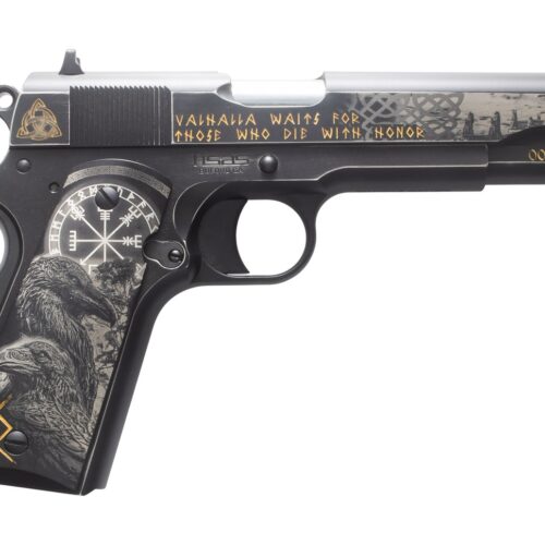 Tisas Arms Customs 10100516AA10 1911 A1 Stakeout Norse God Sports South Exclusive 45 ACP 8+1 5" Carbon Steel Serrated Slide Carbon Steel Frame w/Beavertail