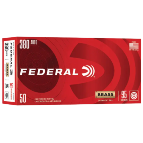 FEDERAL CHAMPION TRAINING HANDGUN AMMUNITION 380 AUTO 95GR FMJ 200 C38095A2